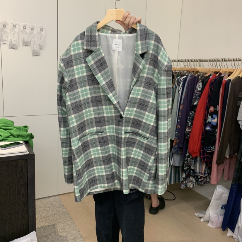 DOHWAJI東大門㊣實拍女裝新品25秋冬時尚夾克意大利面料格紋DOHWAJI夾克