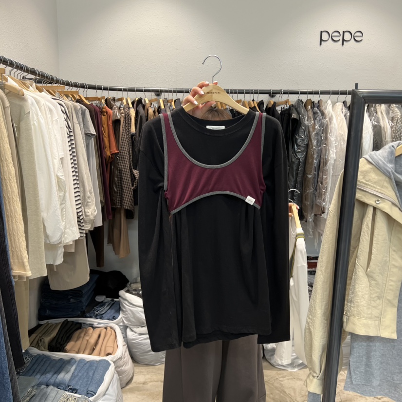 ALMOND PEPE東大門㊣實拍女士新品職業熱賣休閑長袖T恤套裝ALMOND PEPE長袖T恤圖色2