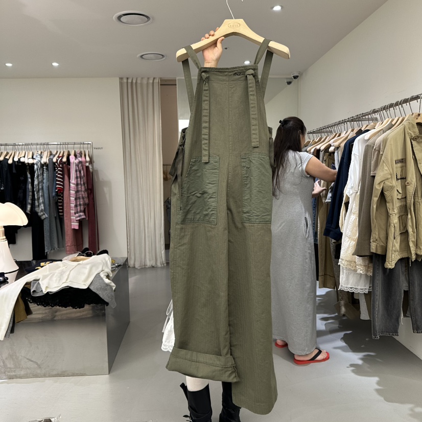 VAULT東大門㊣實拍女裝新款推薦時尚真品連體褲人字紋工裝褲VAULT連體褲圖色2