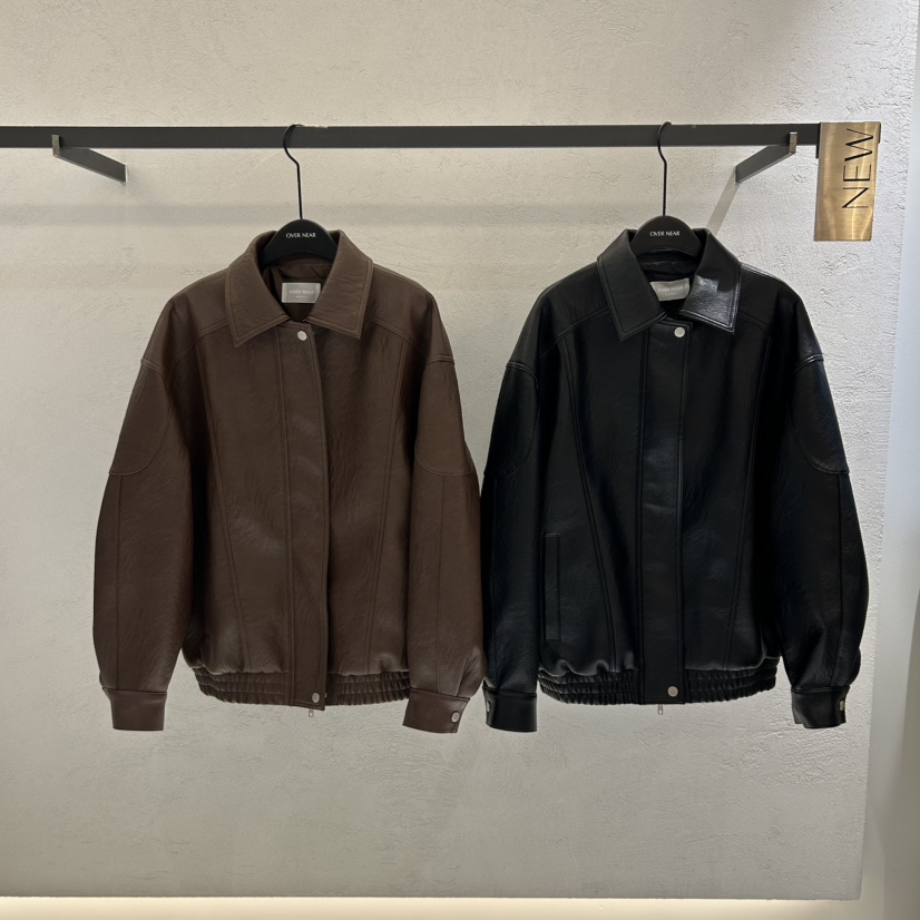 OVER NEAR韓國直郵㊣女裝新款真品熱賣休閑推薦人氣夾克皮革OVER NEAR夾克