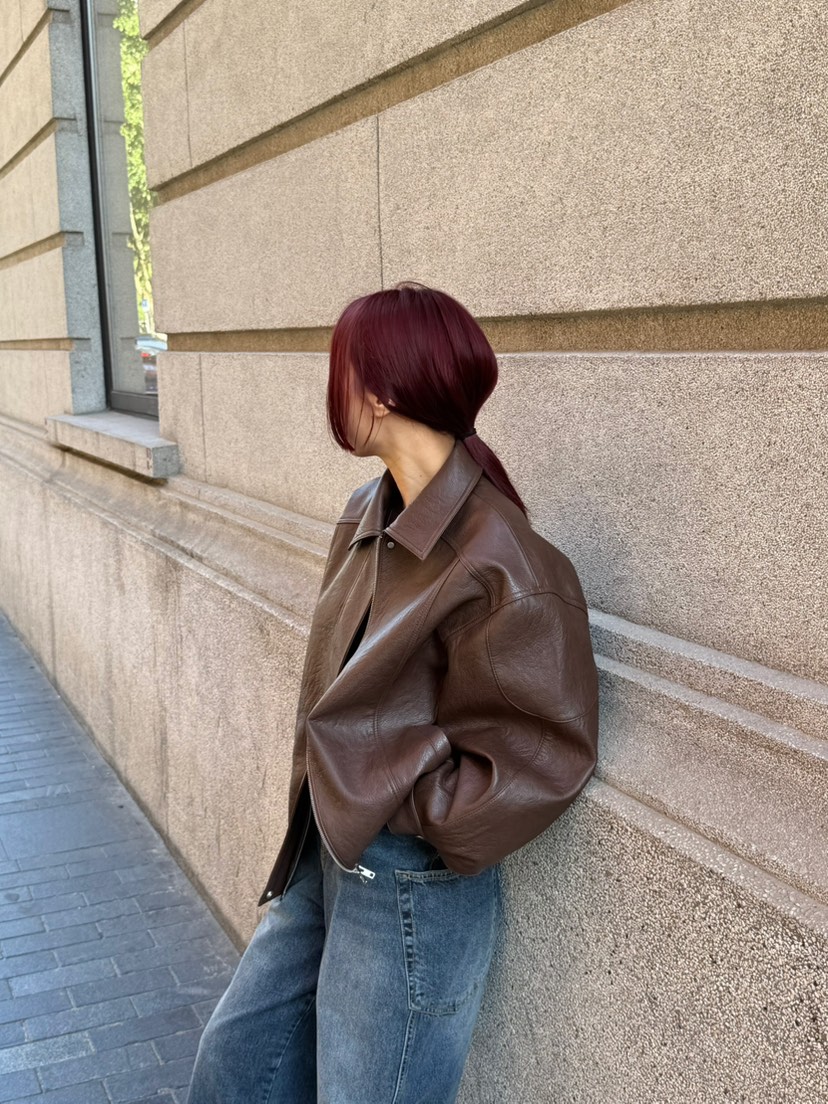 OVER NEAR韓國直郵㊣女裝新款真品熱賣休閑推薦人氣夾克皮革OVER NEAR夾克