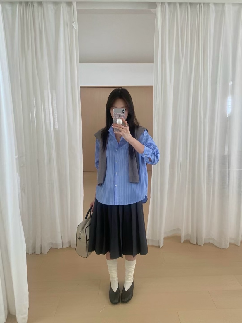 DOUZEMOIS韓國代購㊣女士新品熱賣真品職業推薦襯衫蕾絲衫條紋DOUZEMOIS襯衫/蕾絲衫