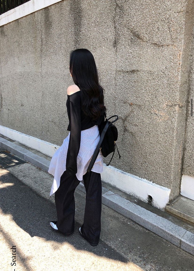 UNA/THE MAY東大門㊣實拍女裝新品熱賣休閑時尚長袖T恤露肩THEMAY/UNA長袖T恤