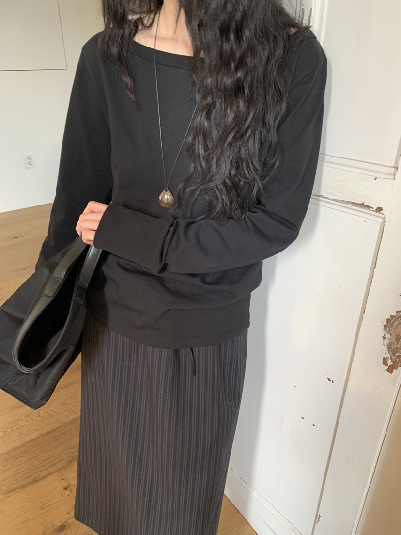 OURS東大門㊣實拍女士新品時尚25秋冬休閑人氣推薦長袖T恤船領OURS長袖T恤