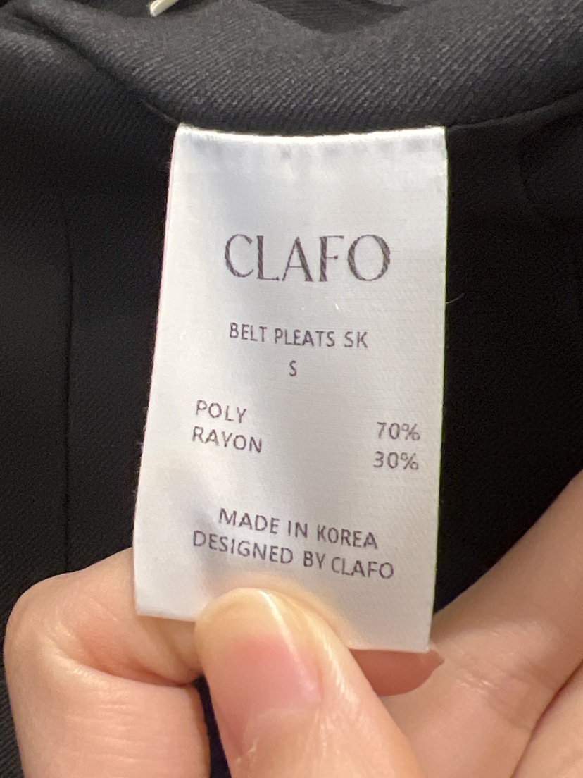CLAFO韓國代購㊣女士新品真品休閑人氣半身裙中短裙百褶腰帶CLAFO半身裙/中短裙
