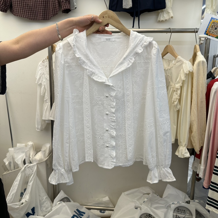 BEEN-A韓國直郵㊣女裝新品職業時尚推薦休閑人氣襯衫蕾絲衫BEEN-A襯衫/蕾絲衫