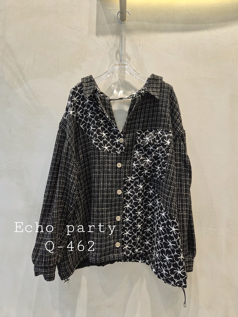 ECHOPARTY韓國直郵㊣女士新款25秋冬推薦休閑人氣襯衫蕾絲衫ECHOPARTY襯衫/蕾絲衫圖色2