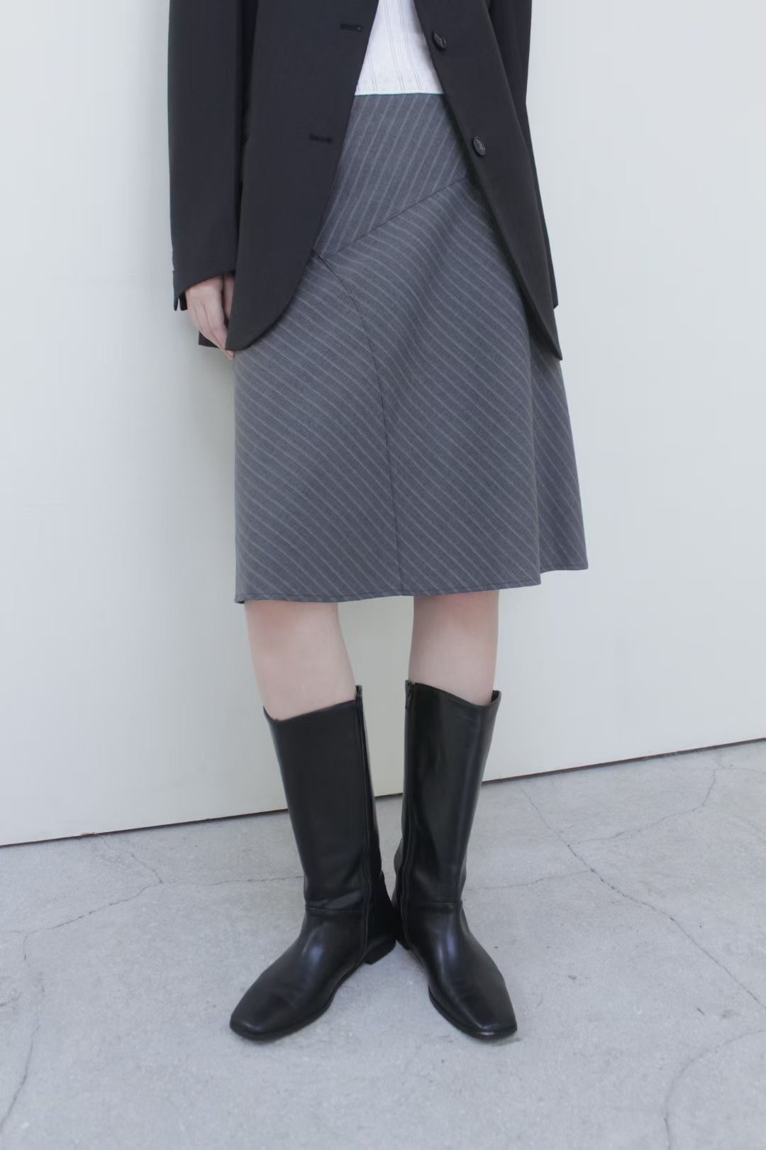 SUNEV東大門㊣代購女裝新款真品休閑熱賣半身裙中短裙開衩條紋SUNEV半身裙/中短裙圖色2