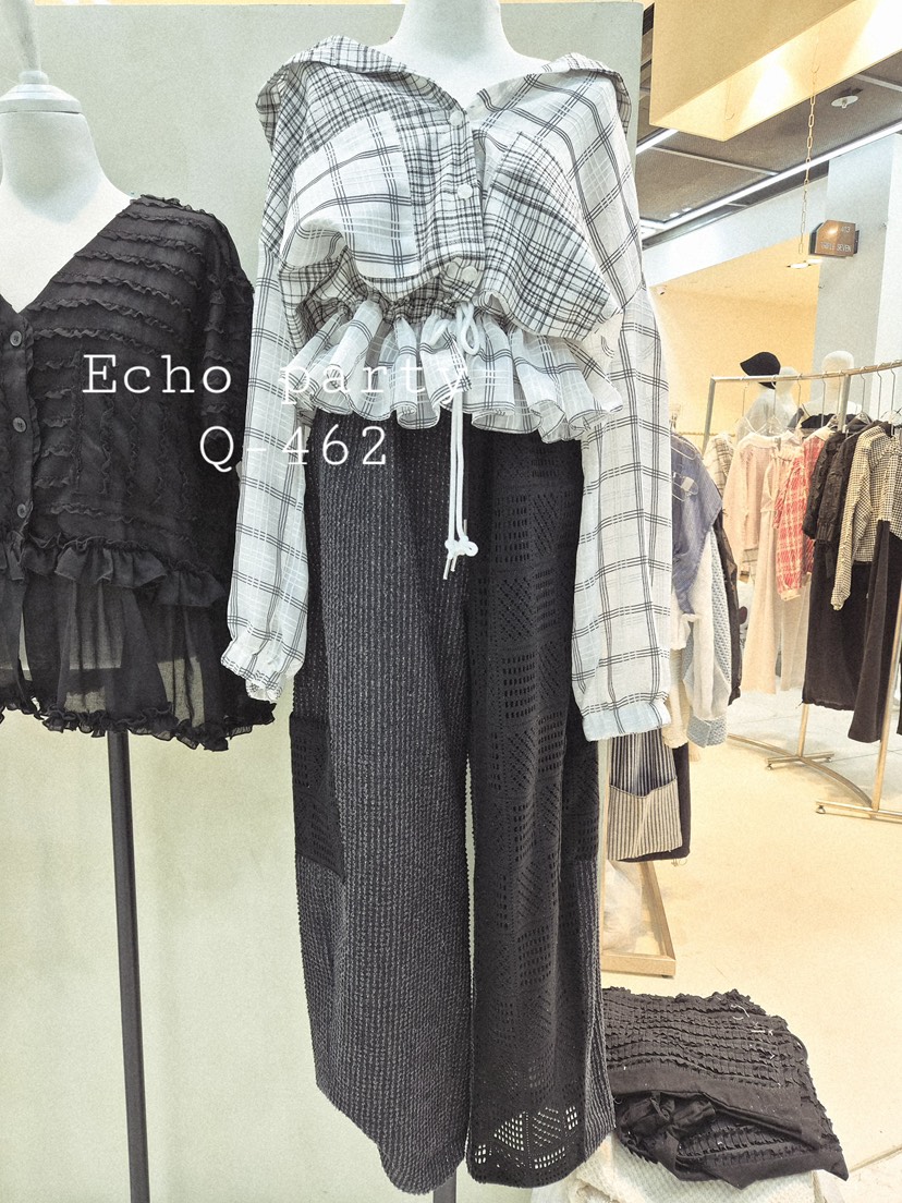 ECHOPARTY東大門㊣代購女裝新款職業時尚人氣襯衫蕾絲衫連帽衫ECHOPARTY襯衫/蕾絲衫圖色2