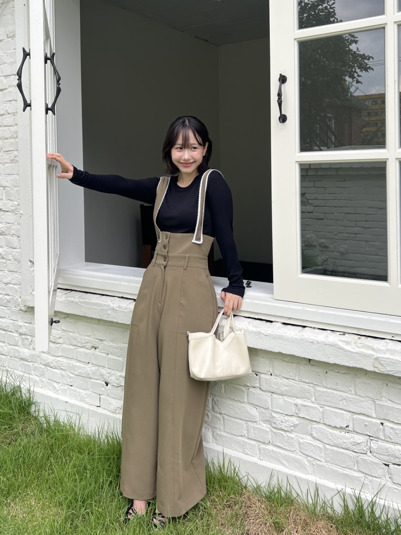 BOLD韓國代購㊣女士新款推薦熱賣休閑時尚真品25秋冬背帶褲BOLD背帶褲