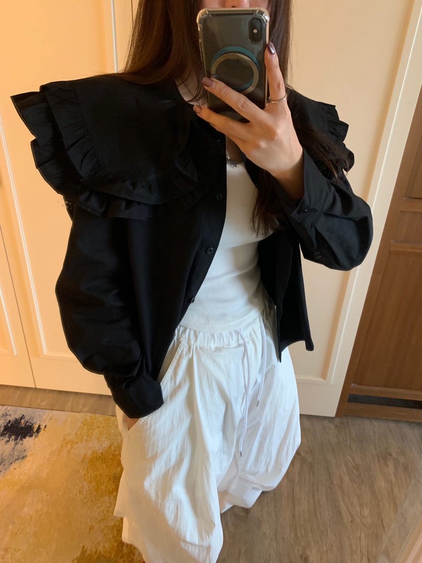 BADCALM東大門㊣代購女士新品職業熱賣時尚襯衫蕾絲衫荷葉邊BADCALM襯衫/蕾絲衫