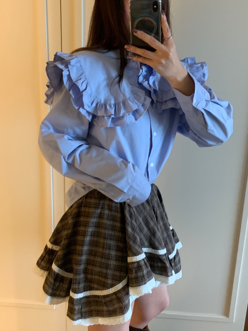 BADCALM東大門㊣代購女士新品職業熱賣時尚襯衫蕾絲衫荷葉邊BADCALM襯衫/蕾絲衫