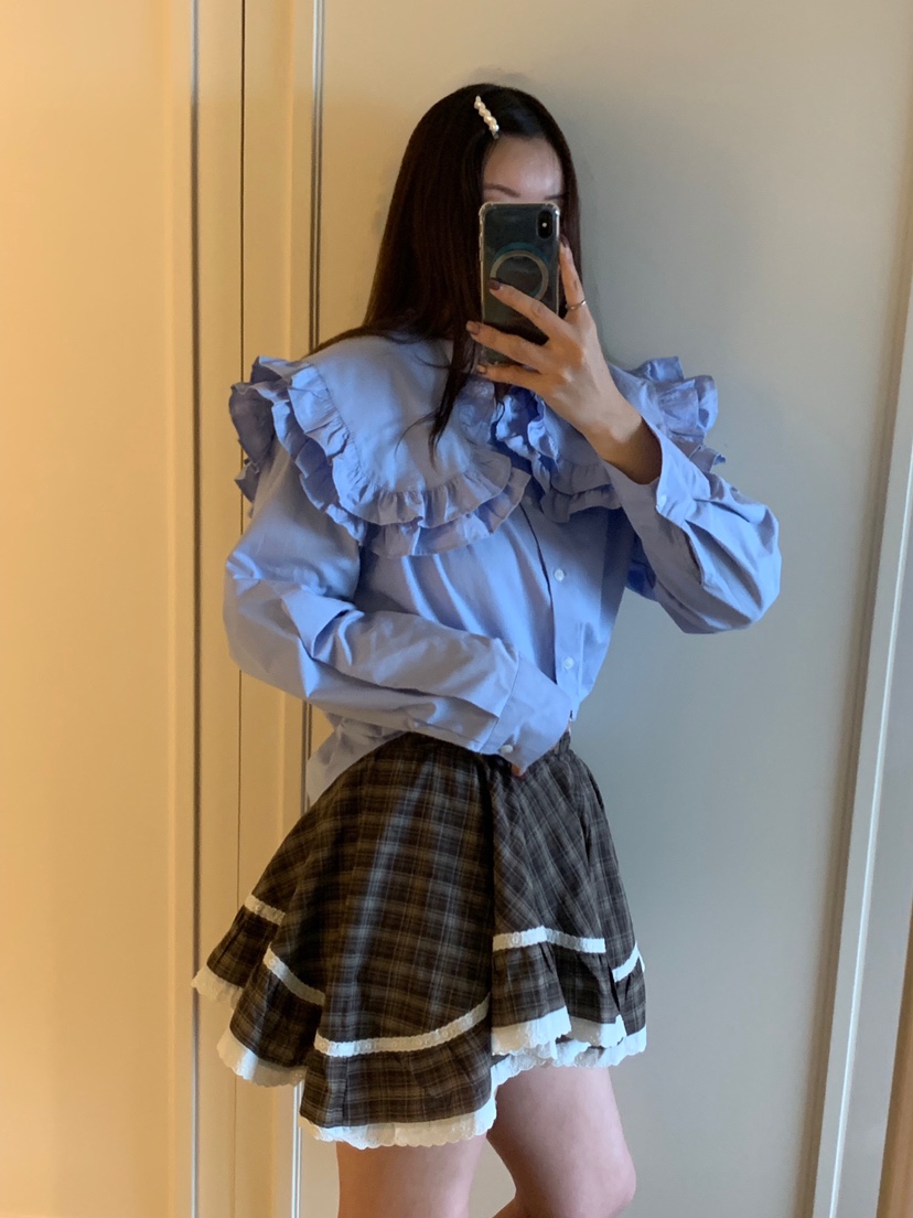 BADCALM東大門㊣代購女士新品職業熱賣時尚襯衫蕾絲衫荷葉邊BADCALM襯衫/蕾絲衫