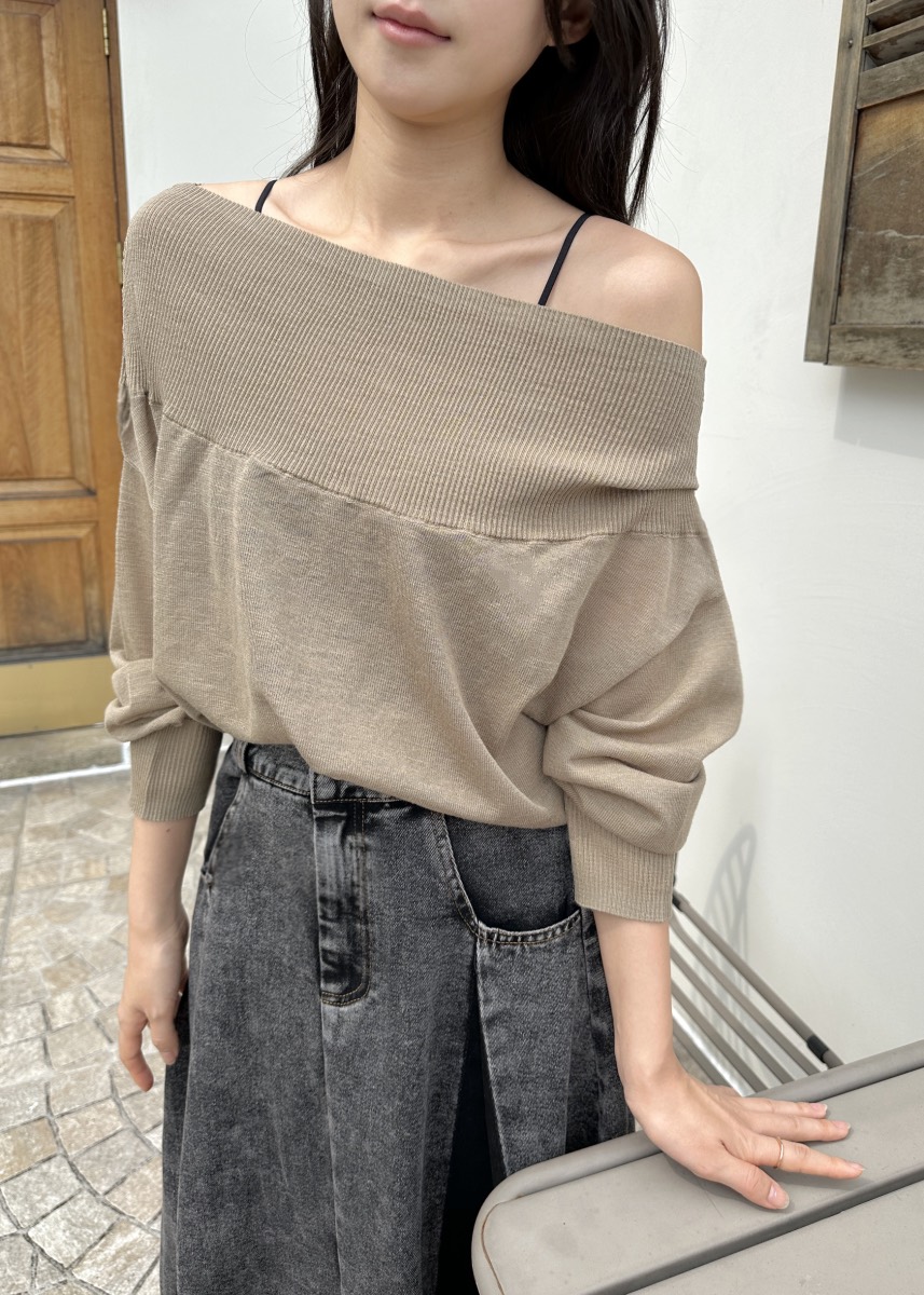 CLASSY-O韓國直郵㊣女士新品時尚真品休閑25秋冬針織衫露肩CLASSY-O針織衫圖色2