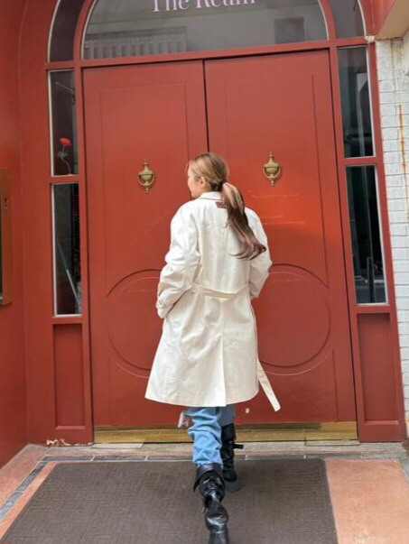 LIKEVAM韓國直郵㊣女士新品休閑熱賣時尚推薦長款風衣含腰帶LIKEVAM長款風衣