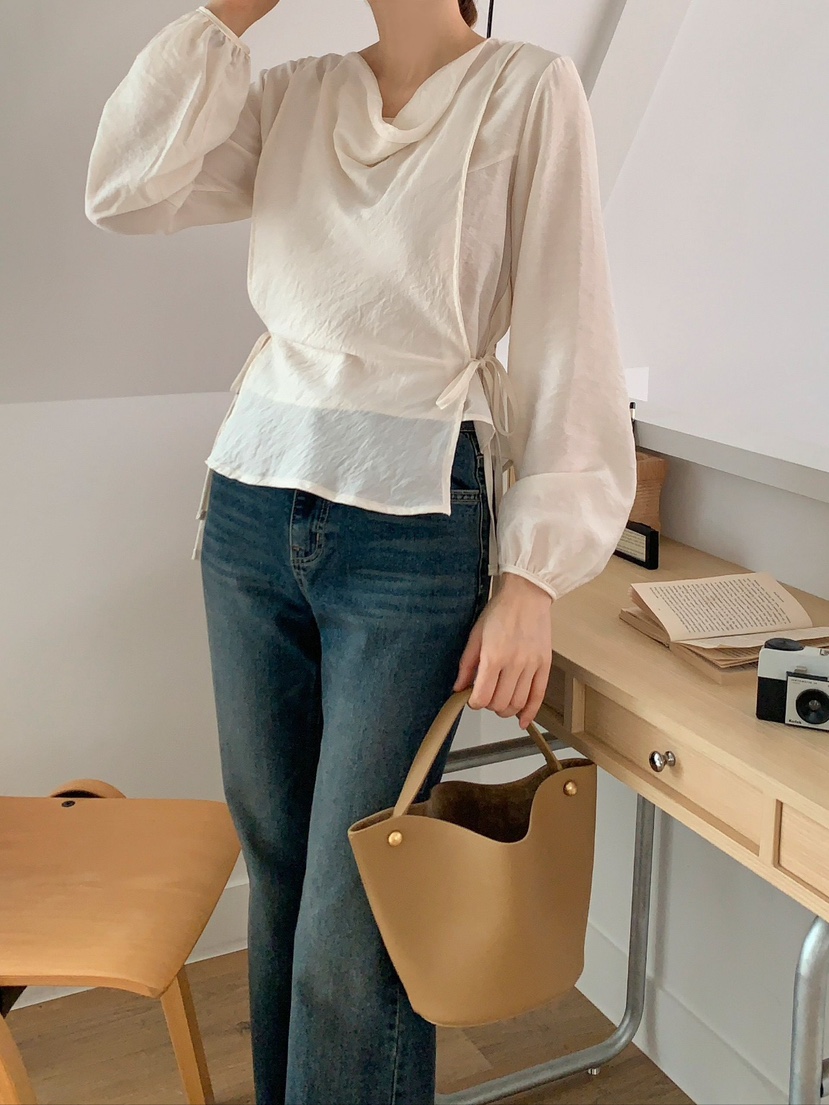 CRONG東大門㊣代購女士新品人氣職業真品推薦襯衫蕾絲衫高領CRONG襯衫/蕾絲衫