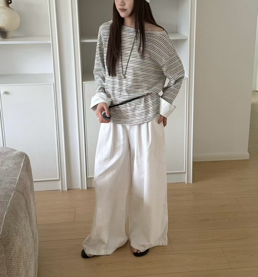 DOUZEMOIS韓國直郵㊣女裝新品人氣25秋冬長袖T恤不含配飾條紋DOUZEMOIS長袖T恤