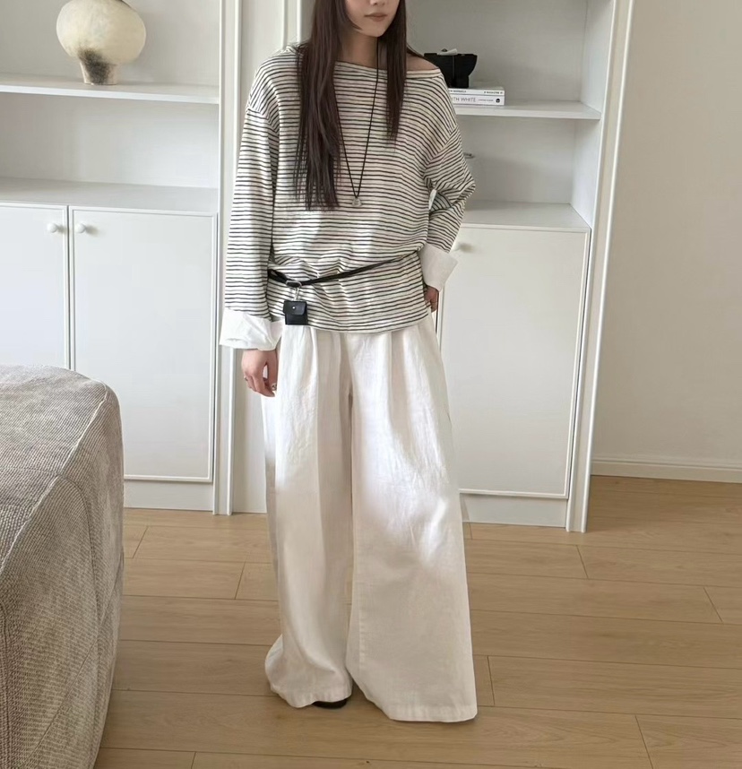 DOUZEMOIS韓國直郵㊣女裝新品人氣25秋冬長袖T恤不含配飾條紋DOUZEMOIS長袖T恤