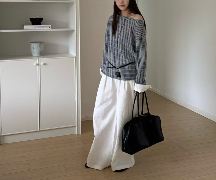 DOUZEMOIS韓國直郵㊣女裝新品人氣25秋冬長袖T恤不含配飾條紋DOUZEMOIS長袖T恤