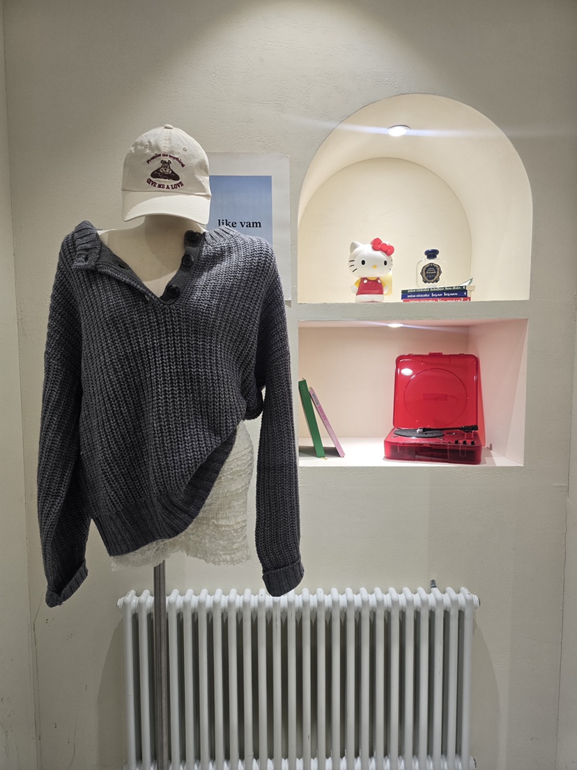 LIKEVAM韓國直郵㊣女裝新品推薦25秋冬職業休閑熱賣針織衫紐扣LIKEVAM針織衫