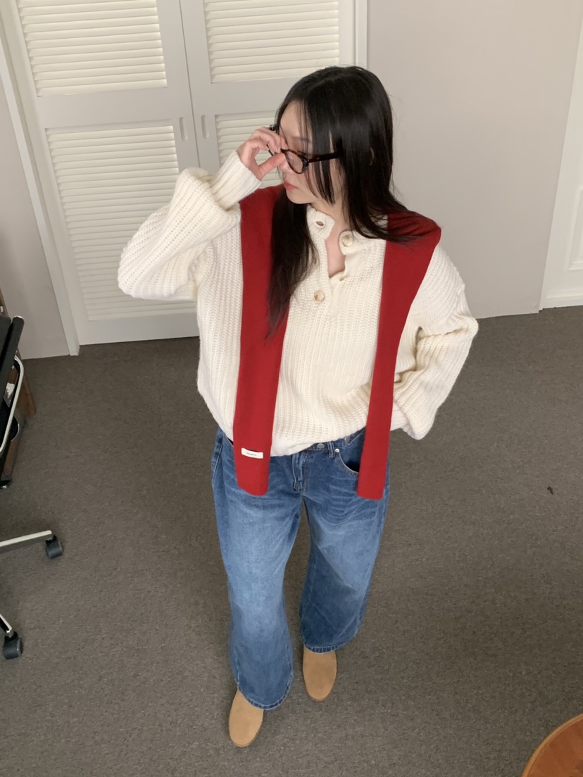 LIKEVAM韓國直郵㊣女裝新品推薦25秋冬職業休閑熱賣針織衫紐扣LIKEVAM針織衫