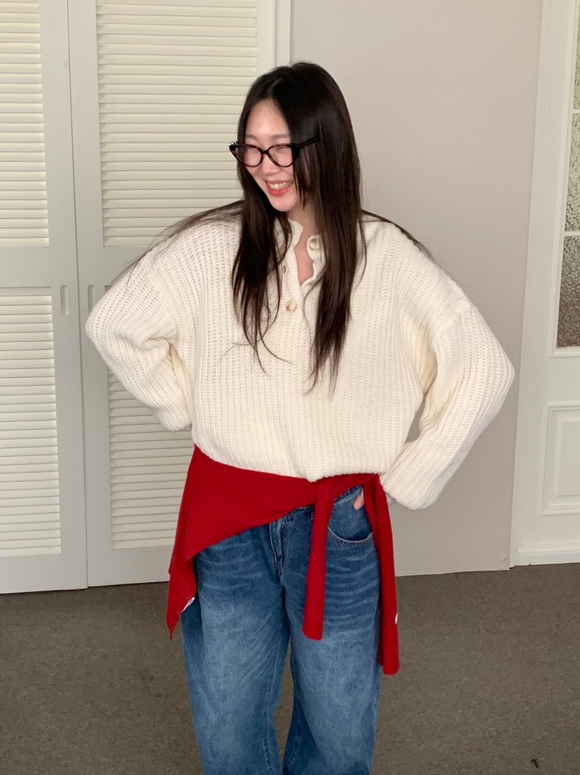 LIKEVAM韓國直郵㊣女裝新品推薦25秋冬職業休閑熱賣針織衫紐扣LIKEVAM針織衫圖色1