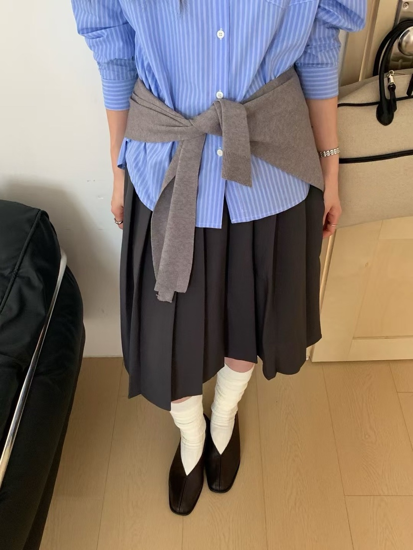 DOUZEMOIS東大門㊣直郵女士新款25秋冬職業半身裙中短裙含腰帶DOUZEMOIS半身裙/中短裙