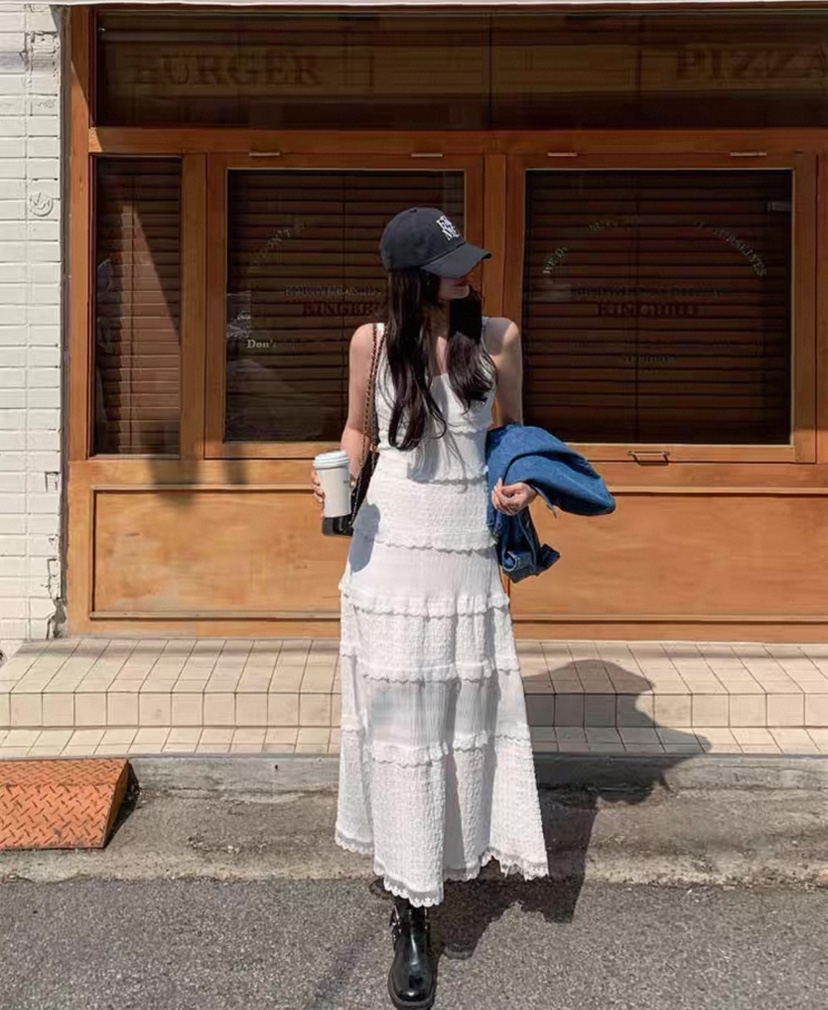 DOUZEMOIS韓國代購㊣女士新款職業25秋冬休閑連衣裙荷葉邊長款DOUZEMOIS連衣裙