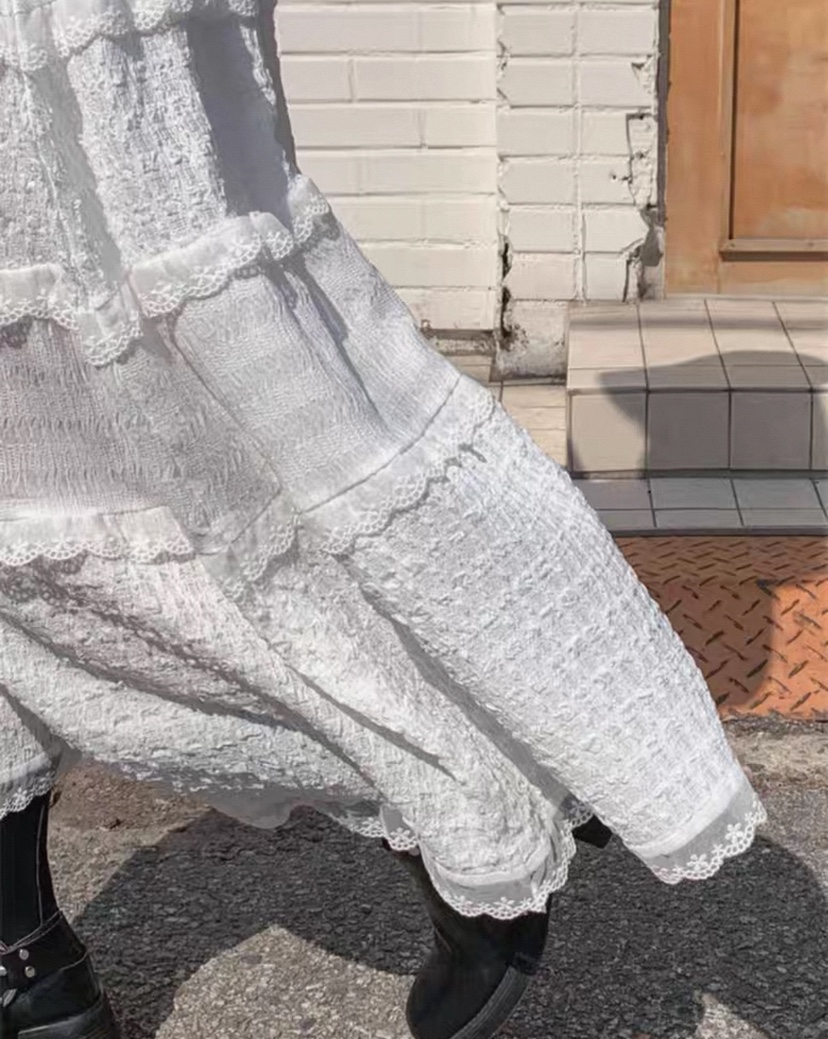 DOUZEMOIS韓國代購㊣女士新款職業25秋冬休閑連衣裙荷葉邊長款DOUZEMOIS連衣裙