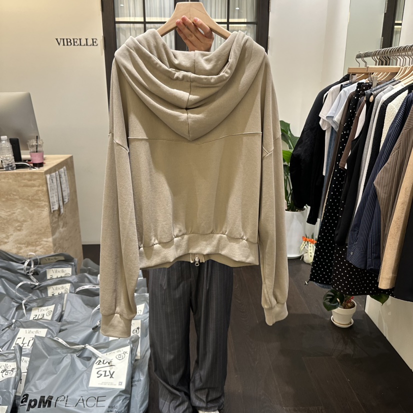 VIBELLE東大門㊣實拍女士新品熱賣25秋冬休閑推薦衛衣拉鏈綁帶VIBELLE衛衣