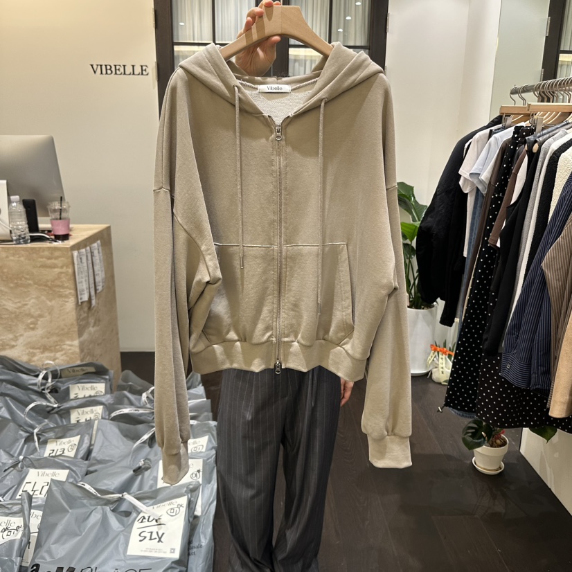VIBELLE東大門㊣實拍女士新品熱賣25秋冬休閑推薦衛衣拉鏈綁帶VIBELLE衛衣
