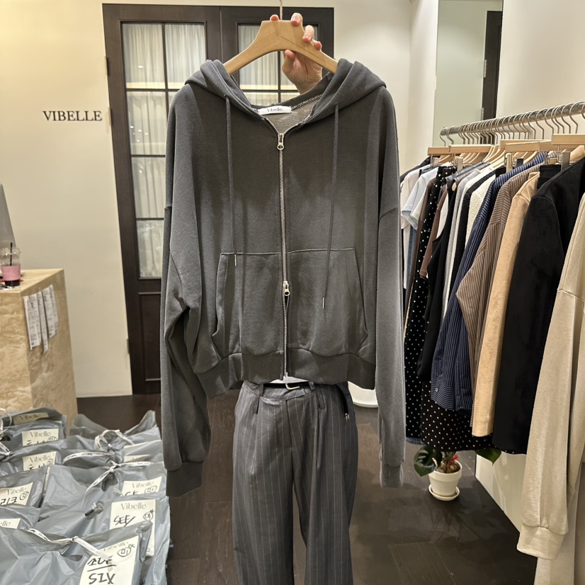 VIBELLE東大門㊣實拍女士新品熱賣25秋冬休閑推薦衛衣拉鏈綁帶VIBELLE衛衣圖色2