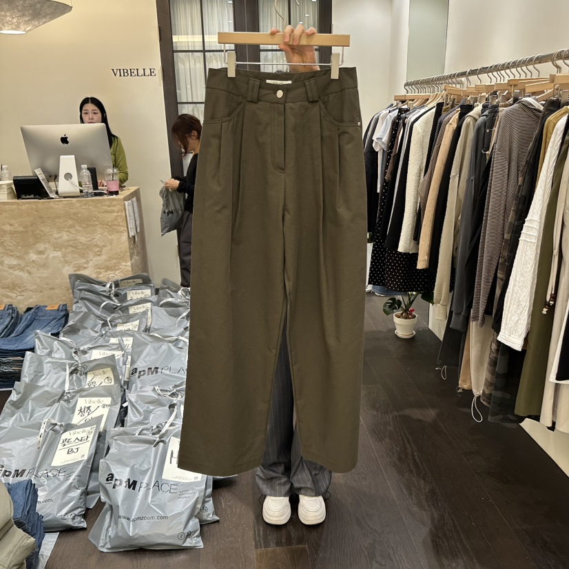VIBELLE韓國代購㊣女裝新品人氣熱賣25秋冬職業休閑褲不含腰帶VIBELLE休閑褲圖色3