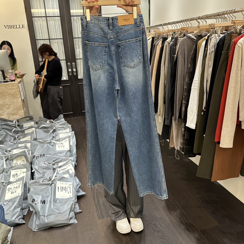 VIBELLE韓國代購㊣女裝新款休閑熱賣真品推薦職業人氣牛仔褲VIBELLE牛仔褲