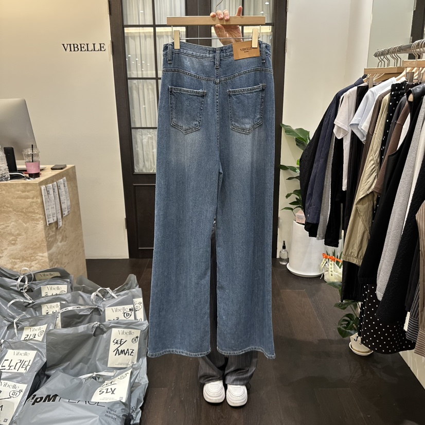 VIBELLE韓國直郵㊣女士新品時尚人氣推薦職業休閑25秋冬牛仔褲VIBELLE牛仔褲