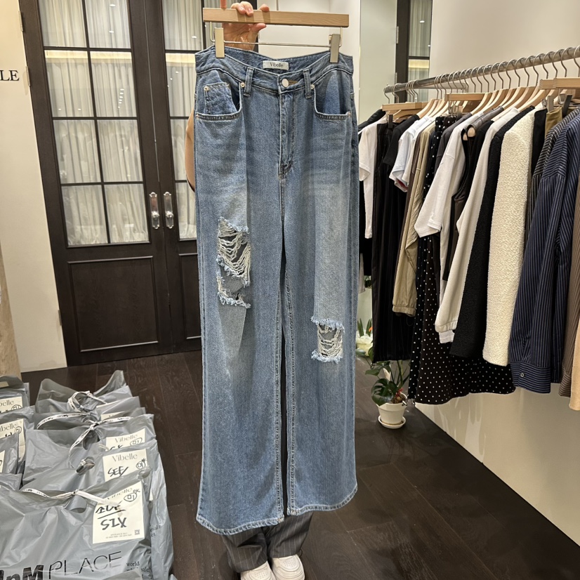 VIBELLE韓國直郵㊣女士新品時尚人氣推薦職業休閑25秋冬牛仔褲VIBELLE牛仔褲