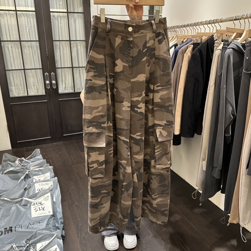 VIBELLE東大門㊣直郵女裝新品25秋冬人氣休閑推薦休閑褲迷彩VIBELLE休閑褲