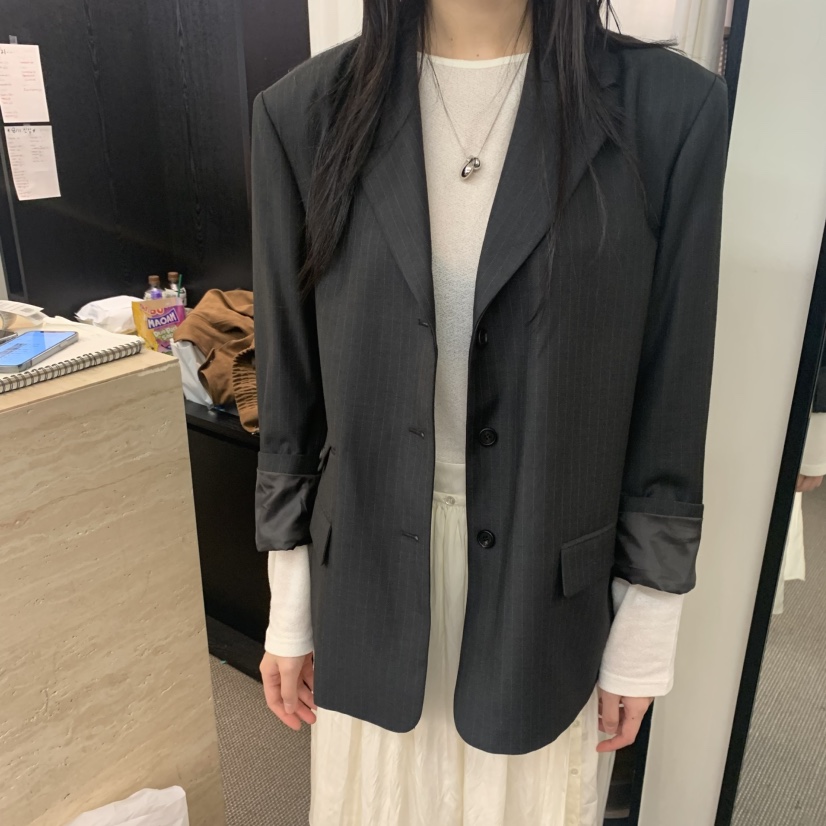 MORE THAN YESTERDAY/LOVE YOU SO MUCH東大門㊣直郵女士新款熱賣夾克口袋條紋MORE THAN YESTERDAY夾克圖色2