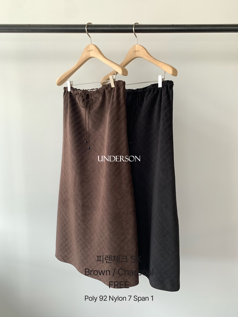 UNDERSON東大門㊣實拍女裝新品人氣職業推薦長裙格紋半身裙UNDERSON長裙