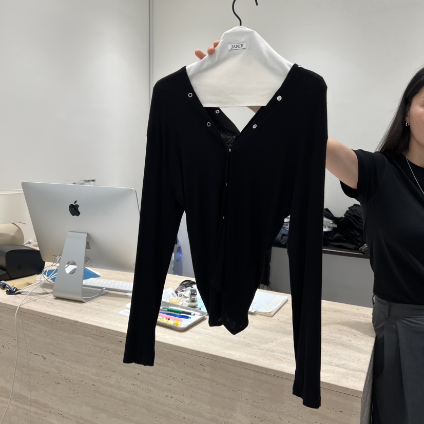 JANIE/NIA東大門㊣直郵女士新品真品休閑25秋冬長袖T恤開衫JANIE/NIA長袖T恤圖色3