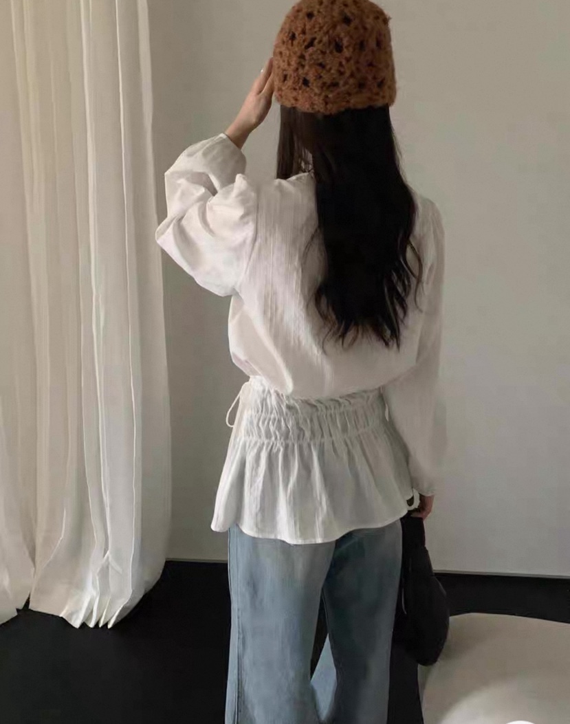DOUZEMOIS韓國代購㊣女裝新款真品25秋冬休閑職業襯衫蕾絲衫DOUZEMOIS襯衫/蕾絲衫