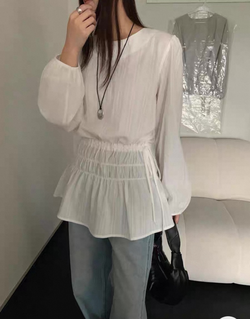 DOUZEMOIS韓國代購㊣女裝新款真品25秋冬休閑職業襯衫蕾絲衫DOUZEMOIS襯衫/蕾絲衫