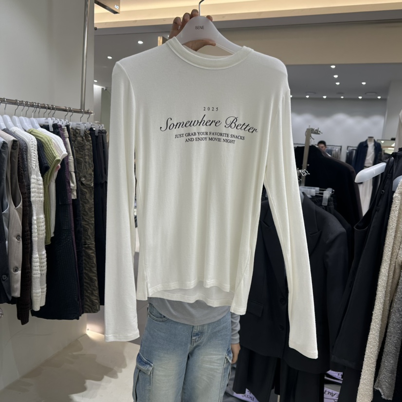 BENE韓國代購㊣女裝新品25秋冬時尚人氣推薦休閑職業長袖T恤BENE長袖T恤圖色1