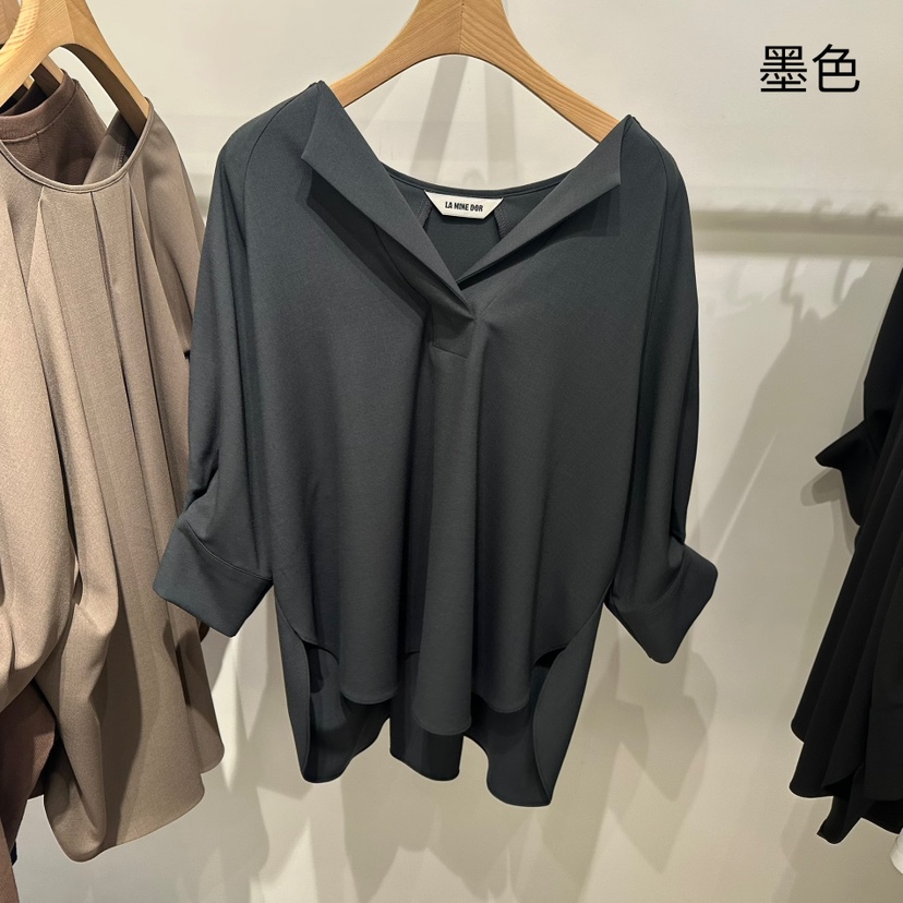 LAMINEDOR韓國代購㊣女士新品休閑25秋冬熱賣人氣襯衫蕾絲衫LA MINE DOR襯衫/蕾絲衫圖色2