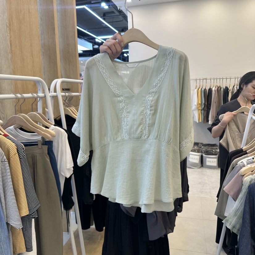 FUNNY POWDER東大門㊣實拍女士新品時尚推薦休閑襯衫蕾絲衫THE FUNNY襯衫/蕾絲衫