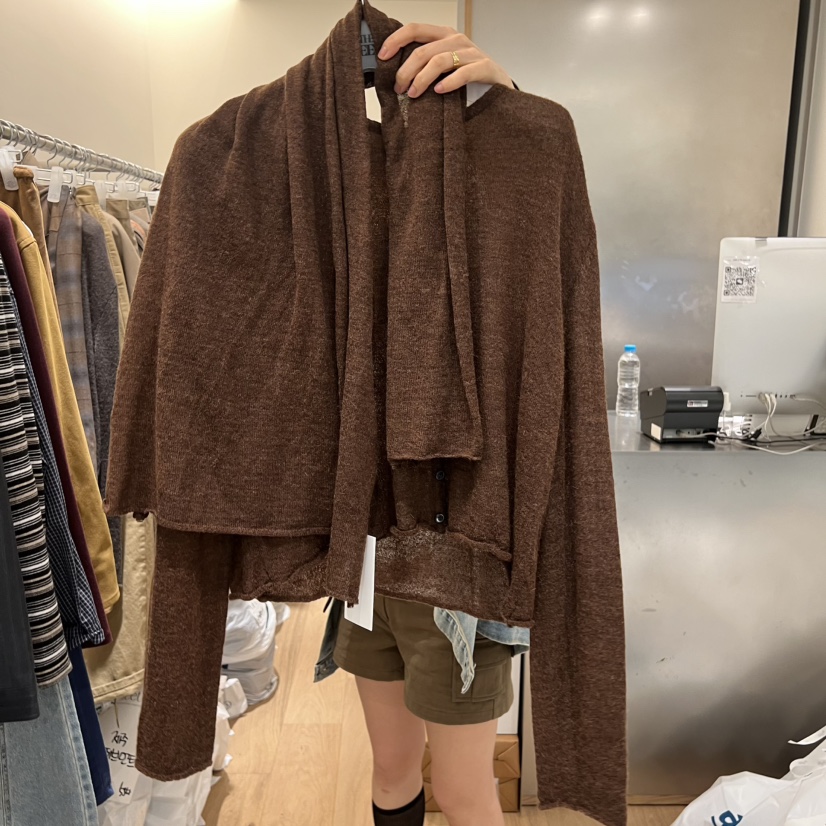 MEET ME韓國代購㊣女裝新款休閑推薦套裝不含腰帶披肩開衫MEET ME套裝圖色2