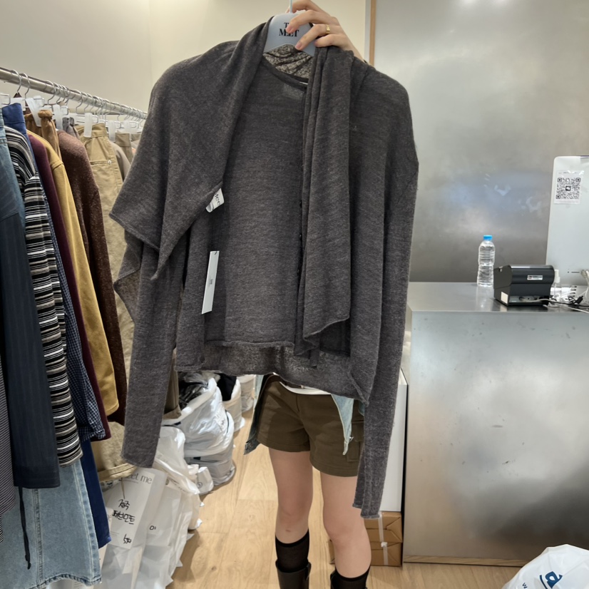 MEET ME韓國代購㊣女裝新款休閑推薦套裝不含腰帶披肩開衫MEET ME套裝圖色3