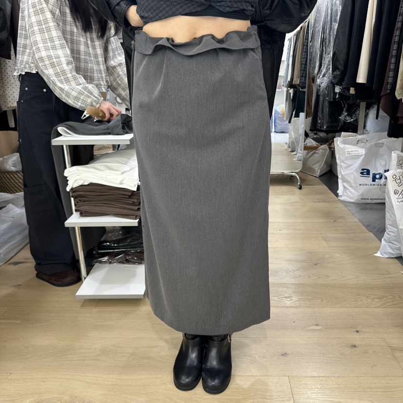 VILLABUTTON韓國代購㊣女士新品25秋冬推薦時尚熱賣長裙褶皺VILLABUTTON長裙