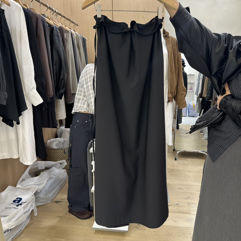 VILLABUTTON韓國代購㊣女士新品25秋冬推薦時尚熱賣長裙褶皺VILLABUTTON長裙圖色2