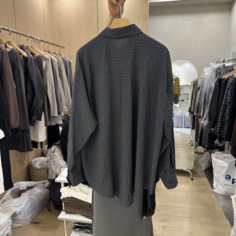 VILLABUTTON東大門㊣代購女士新品真品25秋冬襯衫蕾絲衫格紋VILLABUTTON襯衫/蕾絲衫